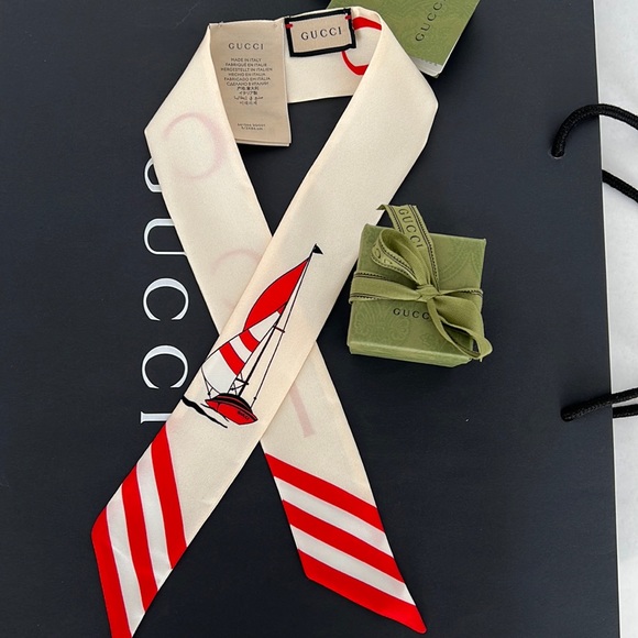 Gucci Accessories - Gucci Nautical Cream and Red Scarf